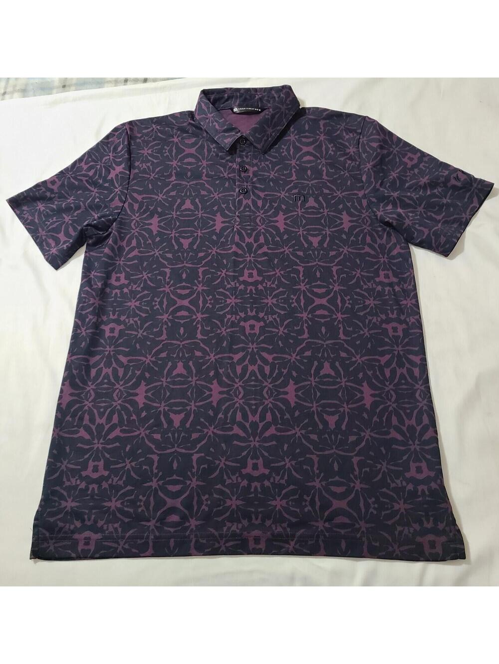Travis Mathew Vine City Polo Mens Size Large Purple Black Golf Summer Made Peru